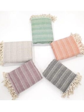 Woven Fringe Bath Towel - Green